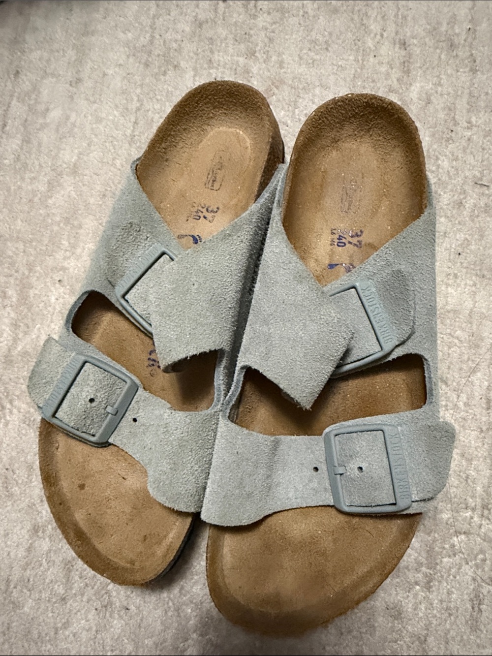 Birkenstock Light Gray Suede Double-Strap Sandals